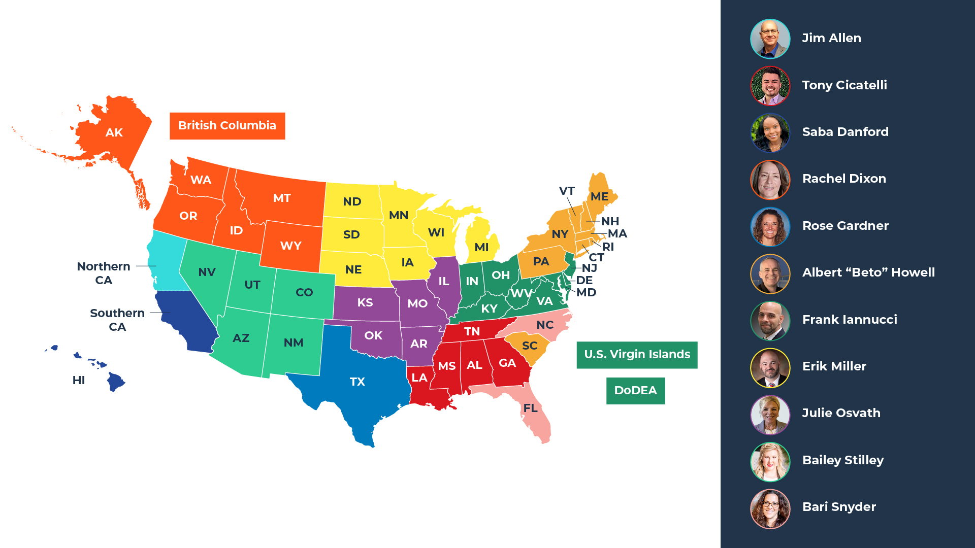 image of U.S. map with Partner Engagement regions highlighted